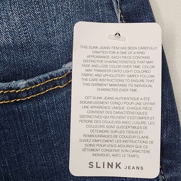 NWT Slink Jeans Womens 16 Skinny Curvy Jeans Medium Wash Distressed Acid Wash - Picture 8 of 11